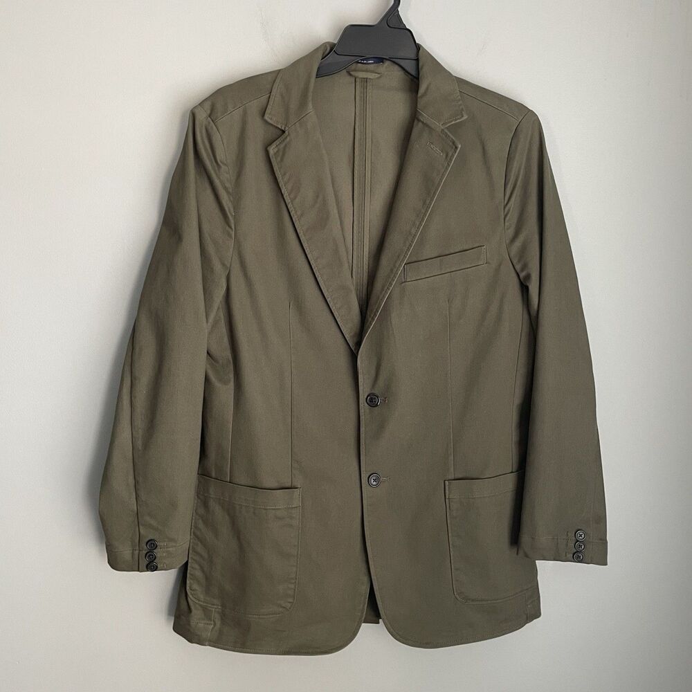 Lands End Size 40L 40 Long Travel Blazer Jacket Green Chino Career Tall